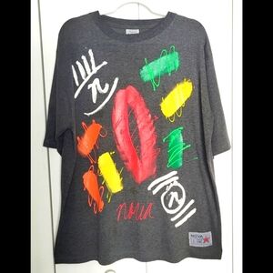 Vintage NOVA Puff Paint Gray Heavyweight T-Shirt Size L